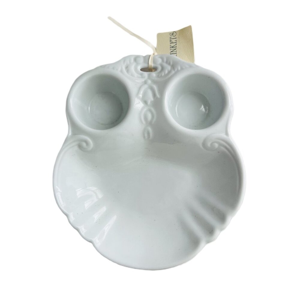 White Ceramic Berry Server With Cream & Sugar Bowls